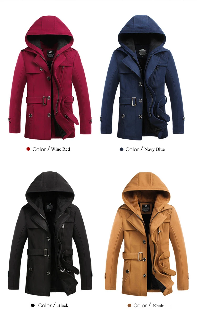 Стиль, утолщенный шерстяной классический длинный Тренч, Мужское пальто большого размера, 4 цвета, мужские пальто, зимняя куртка размера плюс M-4XL
