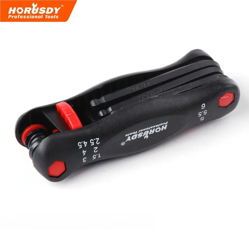HORUSDY 9 in1 складной шариковая ключ декодер каналов кабельного телевидения с резиновой ручкой-зажимом метрические гаечные ключи шестигранный шестигранник инструментальный ключ набор для ремонта велосипеда ручной инструмент