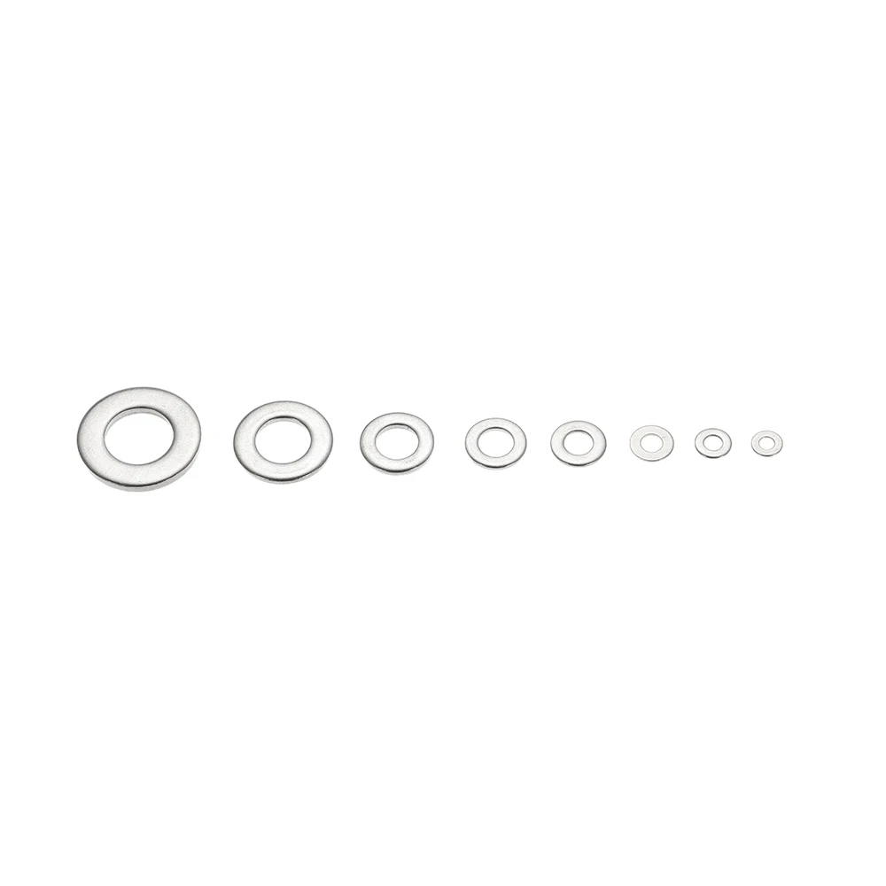 360 шт./компл. M2/M2.5/M3/M4/M5/M6/M8/M10 DIN125 Нержавеющая сталь шайба плоская прокладка набор