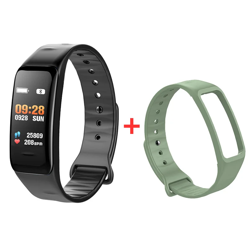 Add green strap Фитнес-браслет с цветным экраном, измеритель артериального давления, пульсометр, кислородный монитор, водонепроницаемый спортивный фитнес-трекер, смарт-браслет - Цвет: Add green strap