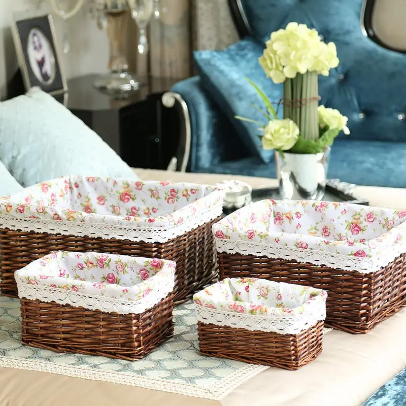 Бытовая Регулируемая корзина для хранения из ротанга большая и маленькая