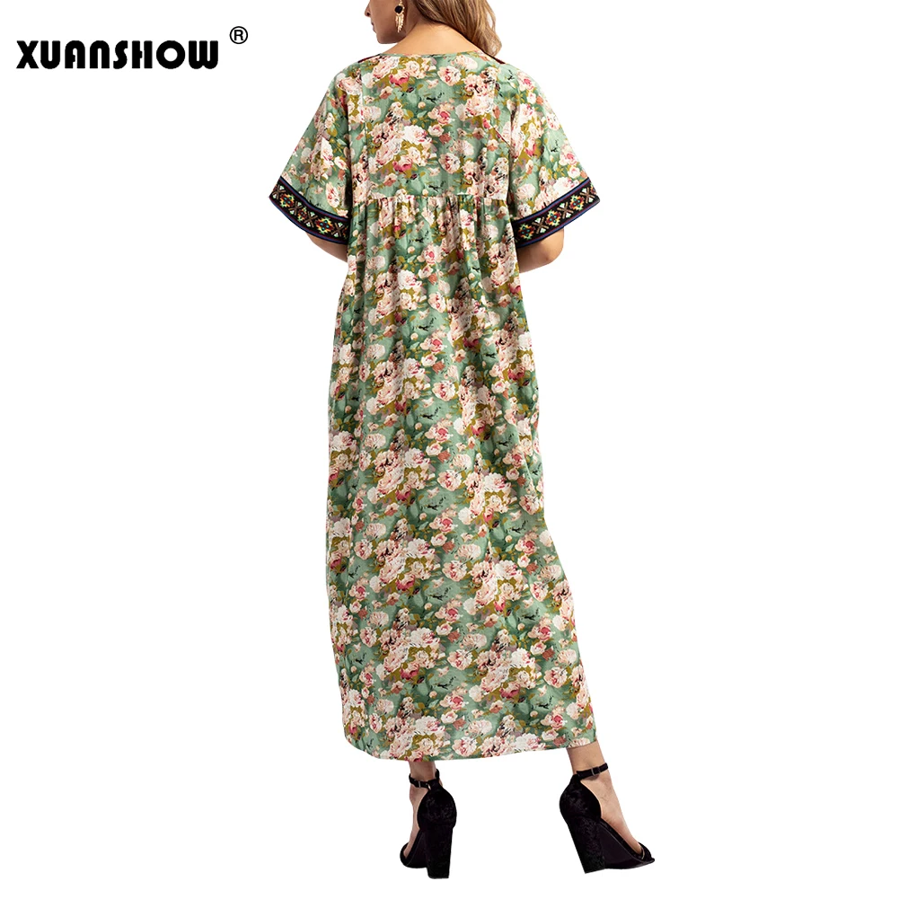 XUANSHOW женское платье Ete 2018 модное арабское с вышивкой длинное Свободные