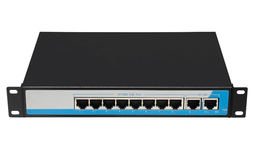 8 портов 100 Мбит/с IEEE802.3af POE коммутатор/инжектор питания через Ethernet сетевой коммутатор для ip-камеры VoIP телефон AP устройства 2 Up-link