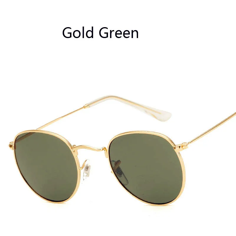 PLINTH винтажные Круглые Солнцезащитные очки женские Ray Bann ретро маленькие Солнцезащитные очки женские роскошные брендовые дизайнерские очки для вождения Gafas UV400 - Цвет линз: Gold Green