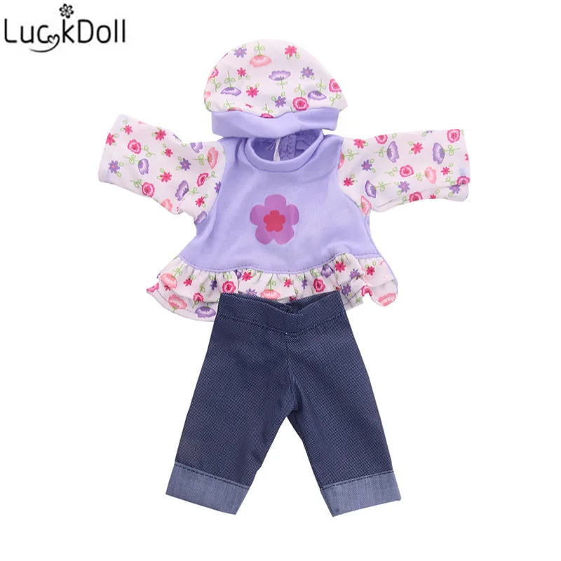 LUCKDOLL Новая Одежда для кукол джинсовые штаны одежда шляпа подходит 14 5 дюймов