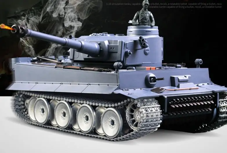 Радиоуправляемый 1:16 масштаб 2,4 ГГц немецкий боевой танк Tiger I RC боевой танк дым и звук(металлическая шестерня и треки