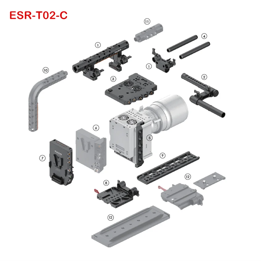 TILTA RED DSMC2 клетка ESR T02 C опорная пластина с верхней ручкой для камеры Rig