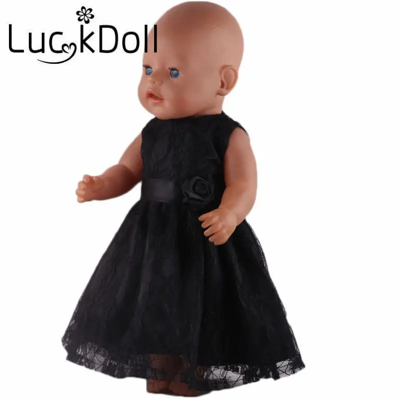 LUCKDOLL черное кружевное шифоновое Открытое платье подходит для 18 дюймового