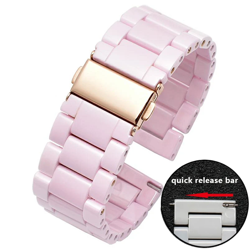 pink Керамический ремешок для часов 22 мм, ремешок для часов huawei Honor Dream Magic Ticwatch, спортивные Смарт-часы, браслет розового цвета - Цвет ремешка: pink
