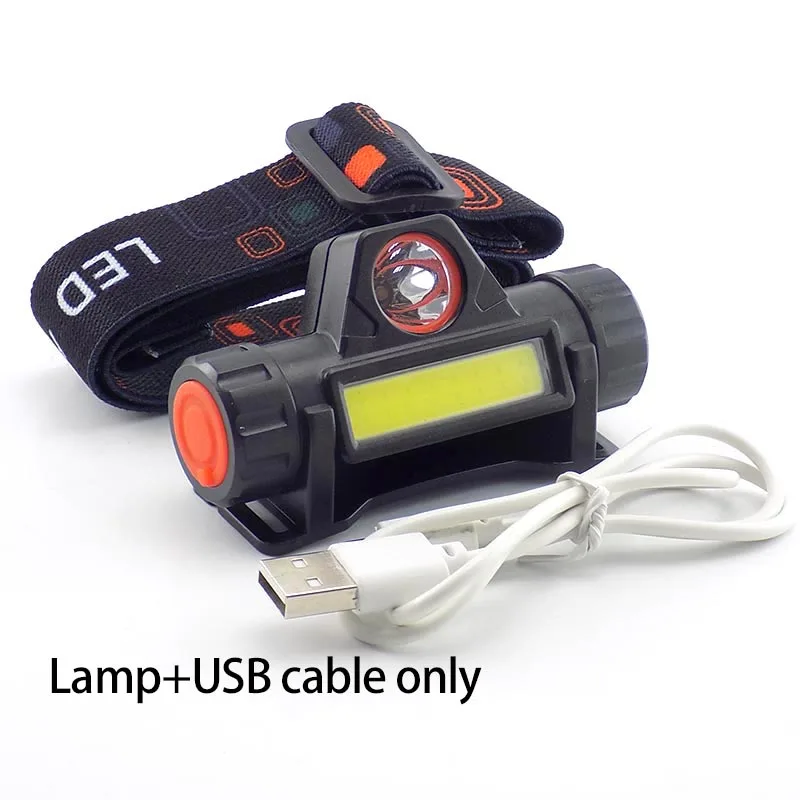 lamp no charger Мини USB порт перезаряжаемый налобный фонарь вспышка светильник 2 светодиодный COB XPE 6 режимов hoofdlamp головной светильник фонарь фронтальная ходовая лампа Высокая мощность - Испускаемый цвет: lamp no charger