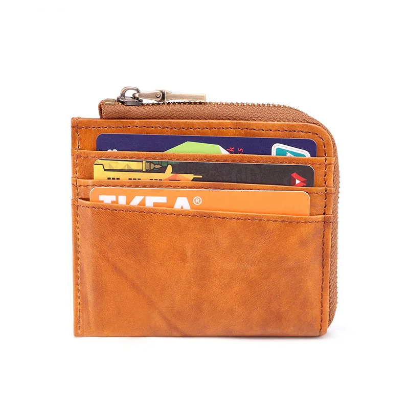 

Genuine Leather Mini Women Card Holder Cute Credit ID Card Holders Zipper Wallet Case Change Coin Purse