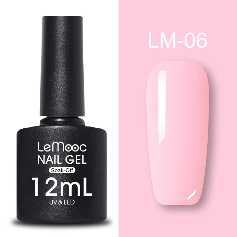 LM-06 LEMOOC, 12 мл, Гель-лак для ногтей, гибридный лак, все для маникюра, блеск для ногтей, верхнее Базовое покрытие, UV Vernis, Полупостоянный лак для ногтей - Цвет: LM-06