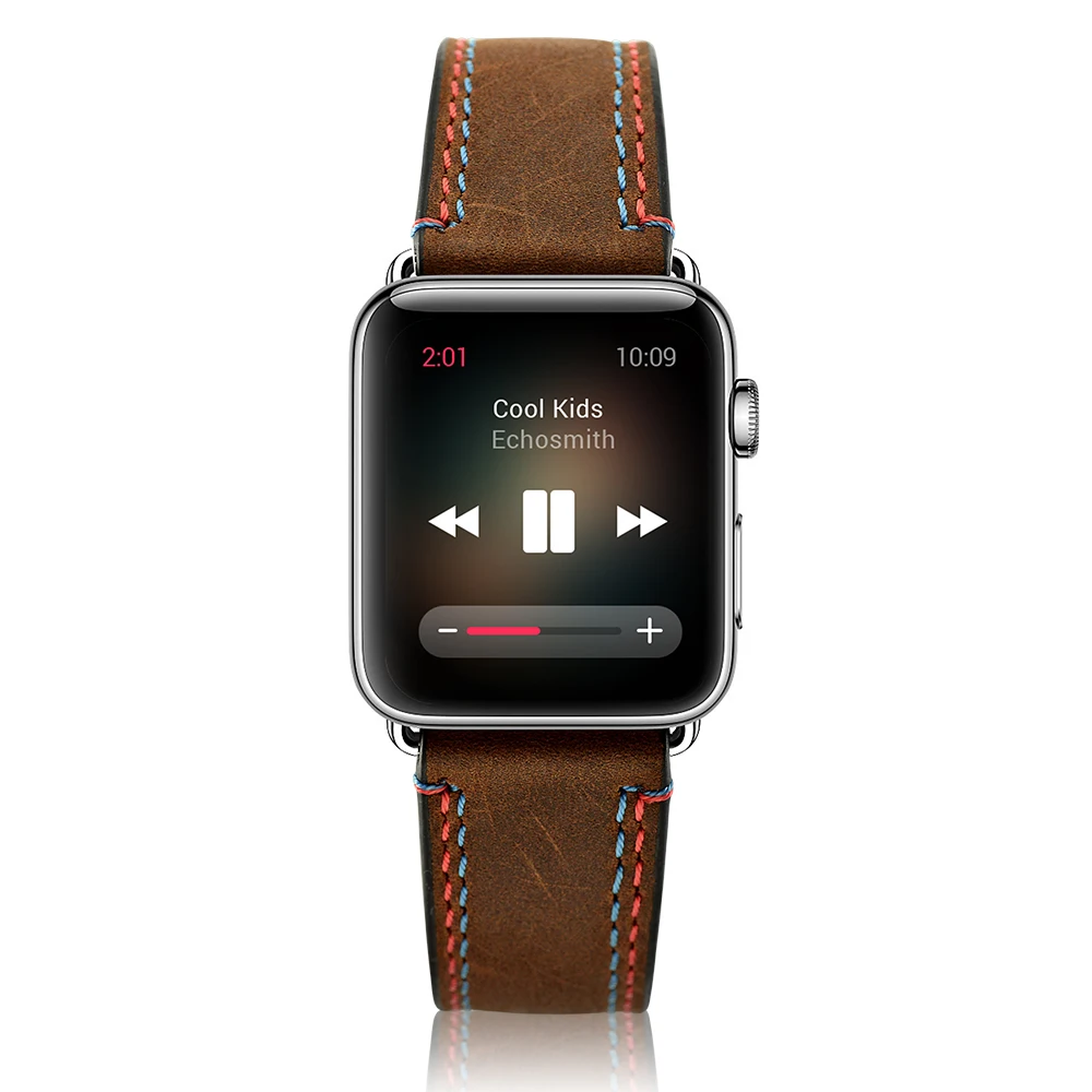 Темно коричневый Натуральная кожа ремешок для наручных часов Apple Watch iwatch серии