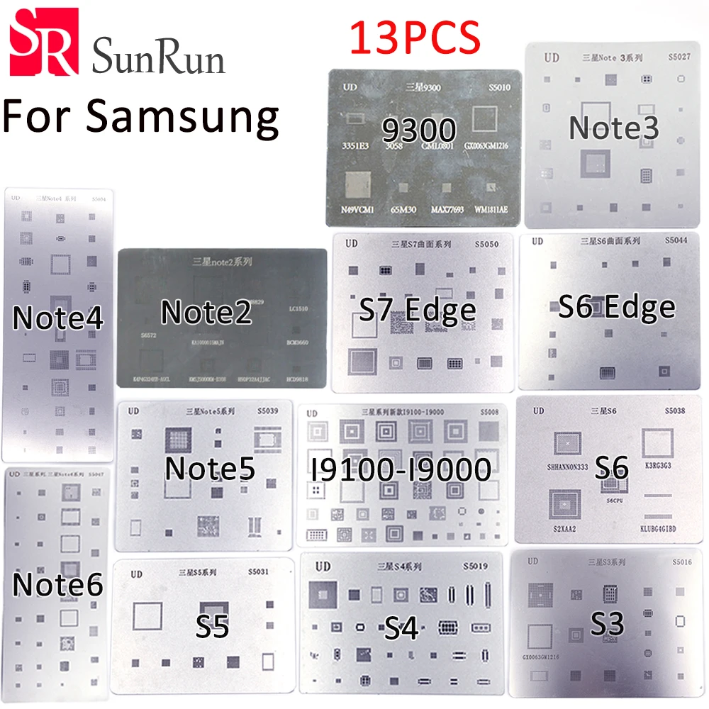 13 шт. BGA прямой трафарет нагрева BGA трафарет для samsung i9300 s3 i9000 s4 Note 3 Note4 S5 S6 Note5 Note6 S6Edge S7Edge