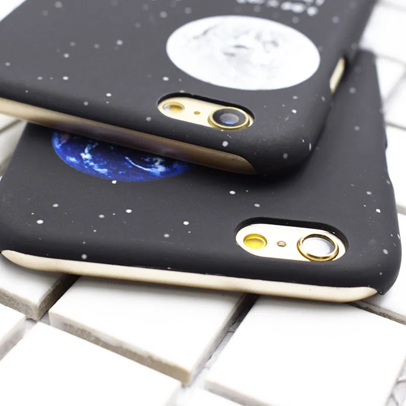 Модный чехол для телефона iphone 7 7puls 8 8puls Moon Earth Star Girl Черная задняя крышка 6 6s 6puls Coque