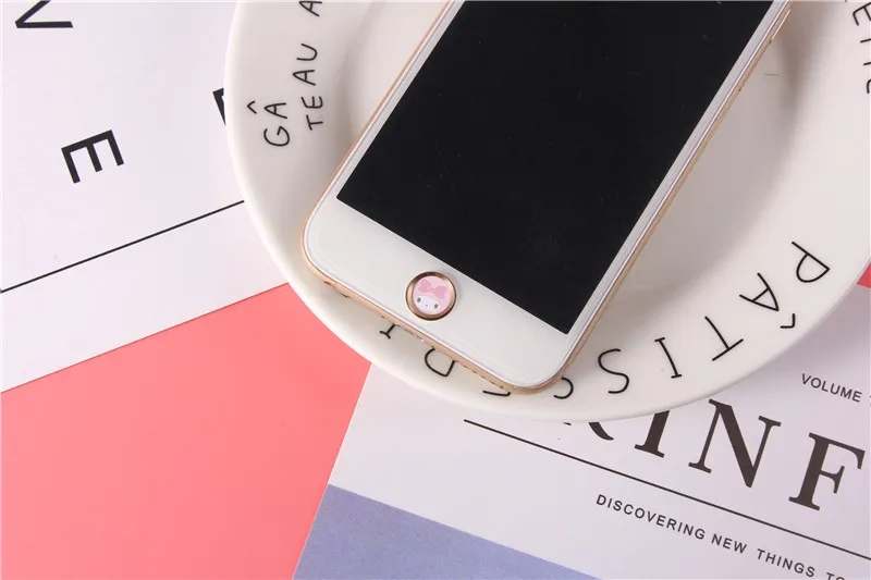Милый мультфильм телефон Touch ID кнопка наклейка для iPhone 8 7 6 Plus 5 5S телефон стикер s для iPad Pro Поддержка отпечатков пальцев
