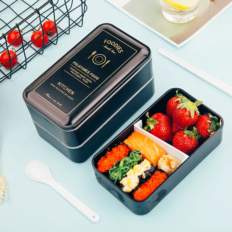1200ml Lunch box double-layer Portable Bento Eco-friendly Food container with compartments Leakproof Microwavable | Дом и сад