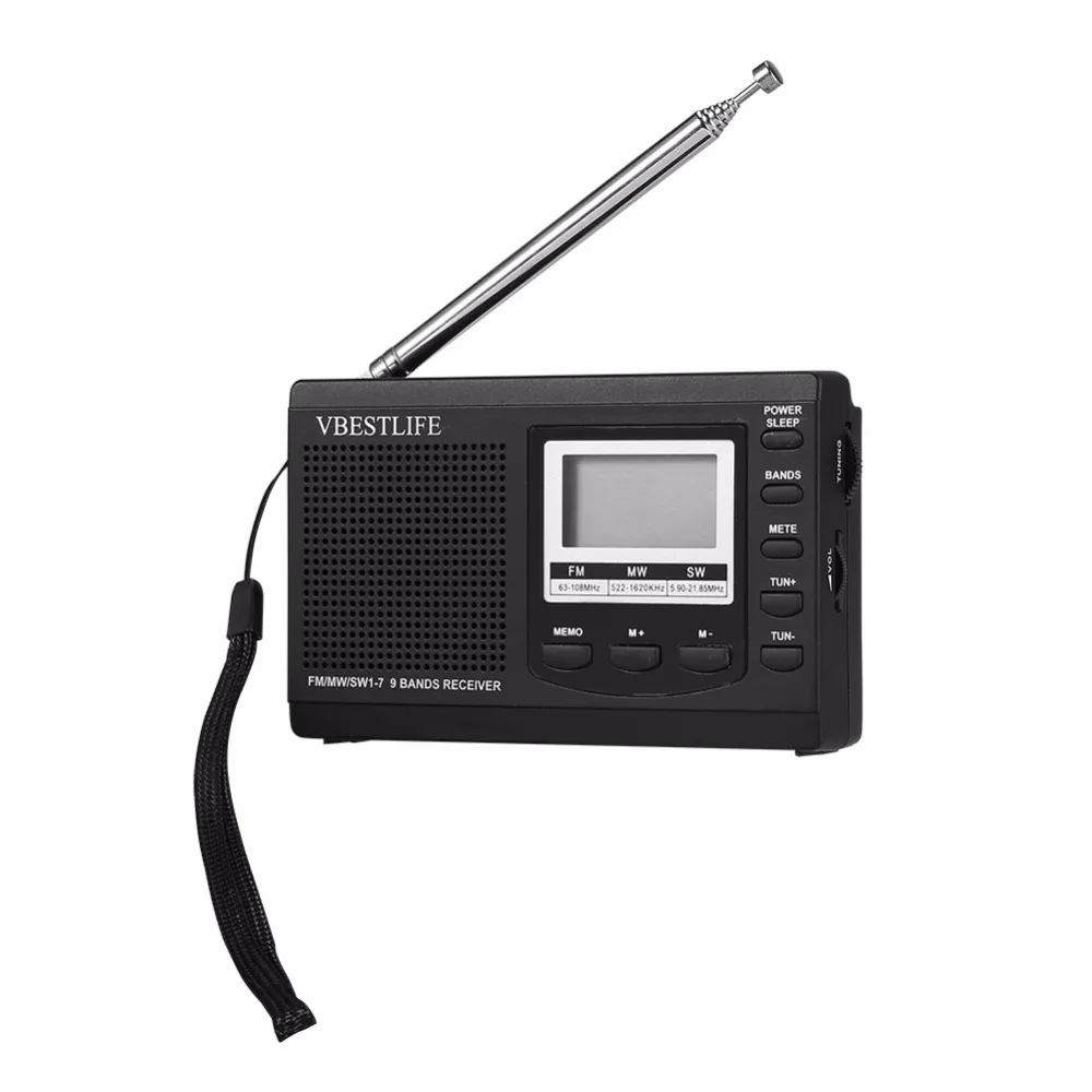 VBESTLIFE портативное мини-радио DSP FM MW SW приемник аварийный Радио Цифровой Будильник FM радио антенна FM приемник ЖК-дисплей