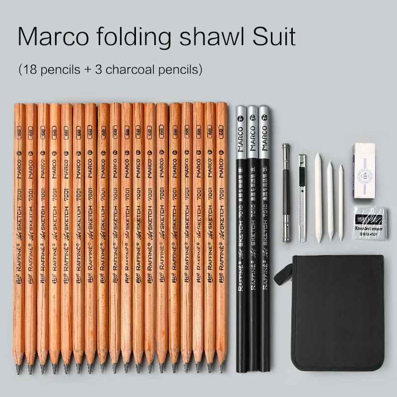 marco folding curta Набор карандашей для эскизов, профессиональный инструмент для рисования, бревна, рисование карандашей, сумка для карандашей, художника, школьные товары для рукоделия - Цвет: marco folding curta