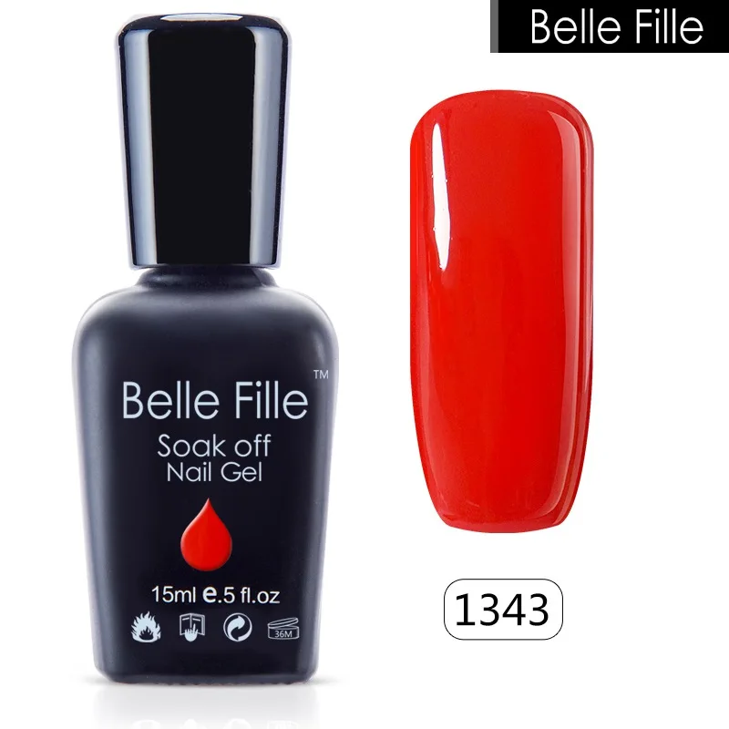 Belle Fille 15 мл Горячая Распродажа цветной УФ гель для ногтей Гель лак полировки
