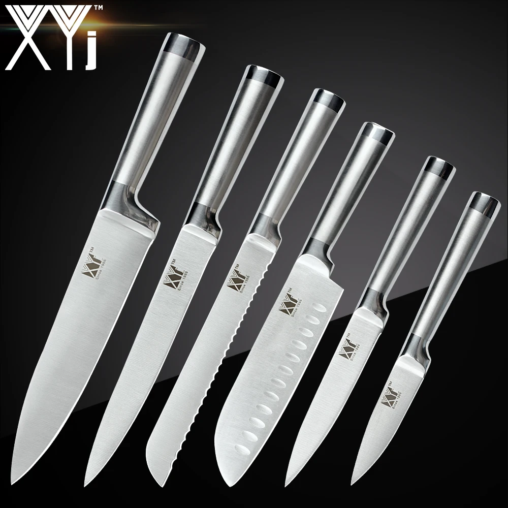 

XYj Kitchen Knives Set Accessories 7cr17 Stainless Steel Knives Fruit Utility Santoku Chef Slicing Bread Cooking Knives Set Tool