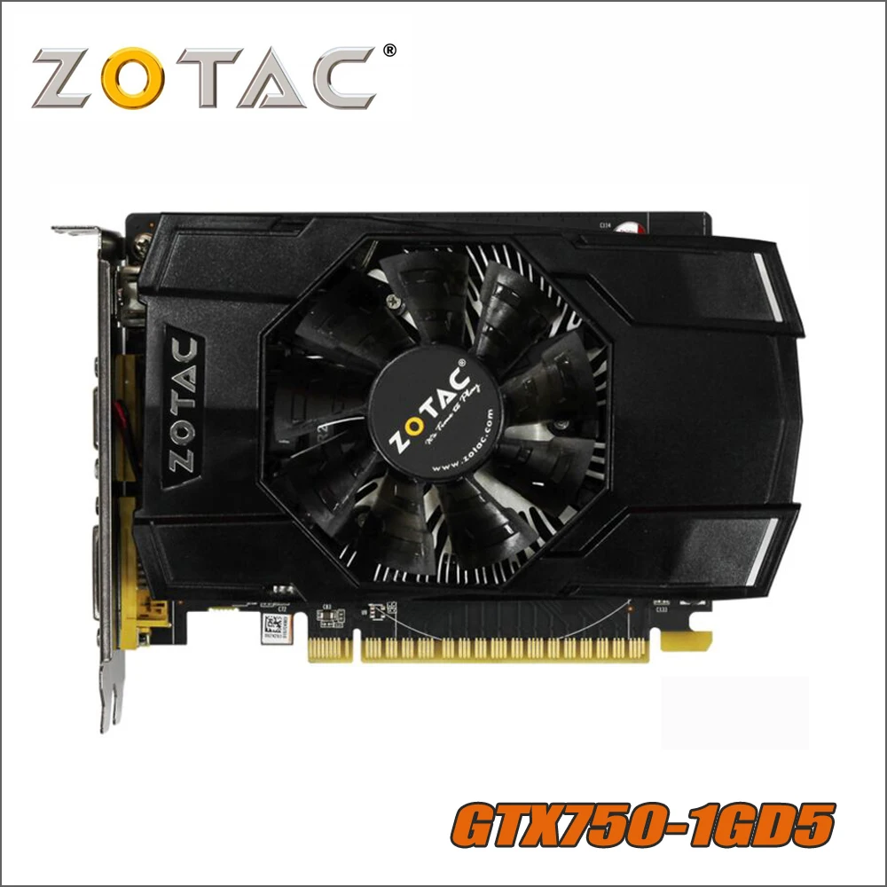 Оригинальная видеокарта ZOTAC GeForce GTX 750, 1 ГБ, 128 бит, GDDR5, видеокарты для nVIDIA GTX750-1GD5, Интернет, Hdmi, Dvi, VGA, TI