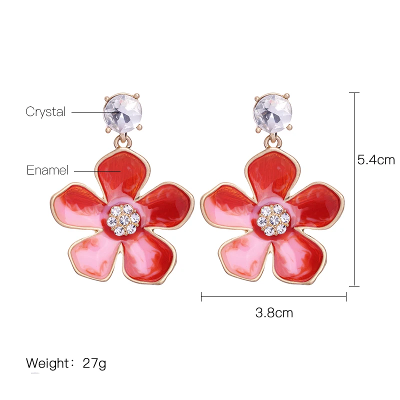 2017 летний модный эмалевый серьги для женщин черный оранжевый Бохо большой цветок