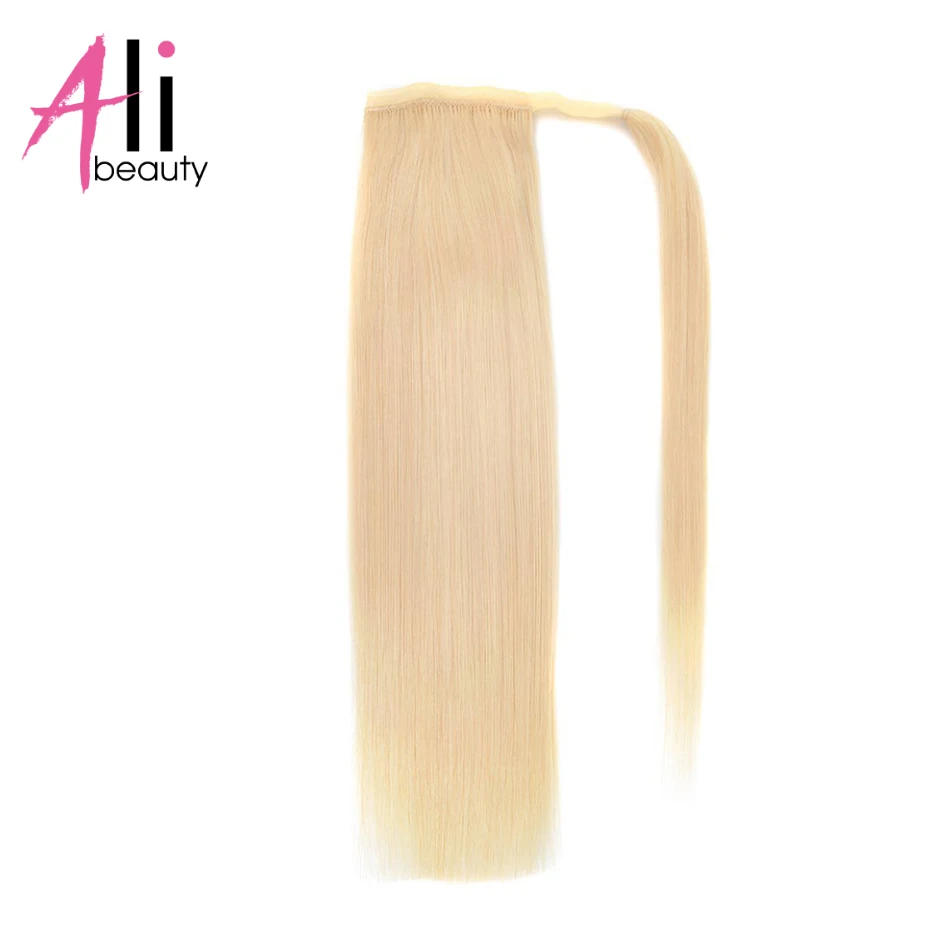 #613 ALI BEAUTY, густые человеческие волосы, конский хвост, обмотка вокруг хвоста, на заколках, прямые волосы remy, парик 100 г 120 г - Цвет: #613