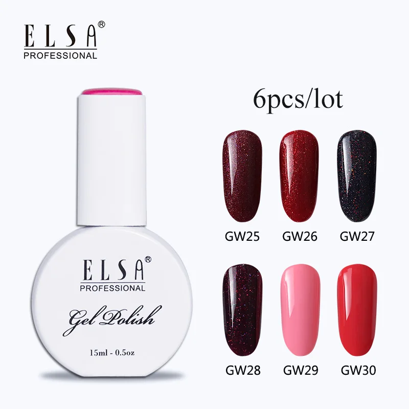 Elsa 15 мл гель для ногтей 6 шт./лот DIY ногтей УФ набор гель-лаков для ногтей впитывающийся Красота Серия лак для ногтей телесный цвет гель большая бутылка - Цвет: Set 3