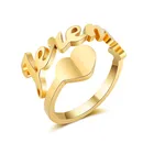Женские Спиральные кольца с именем на заказ, свадебные украшения из нержавеющей стали, персонализированные позолоченные кольца с именной табличкой и сердцем