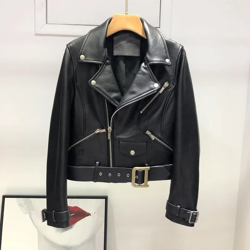 Женская куртка бомбер из натуральной овечьей кожи на осень/зиму|Кожаные куртки| |