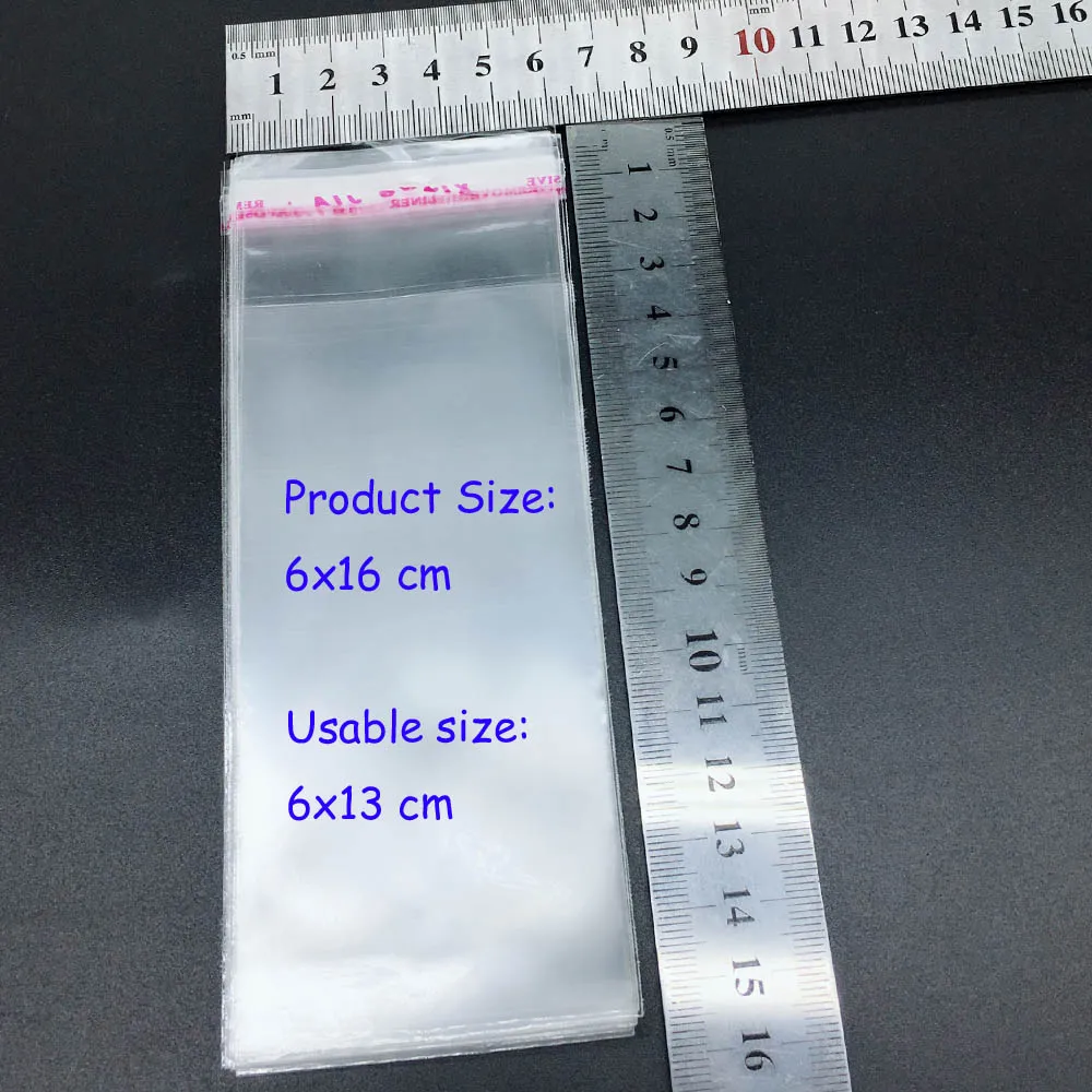 6x16cm100pcs 100 шт 6x10 см(2,3" x 4") прозрачный из целлофана с застежкой/БОПП/поли прозрачные пластиковые пакеты для хранения самоклеющиеся герметичные пакеты - Цвет: 6x16cm100pcs