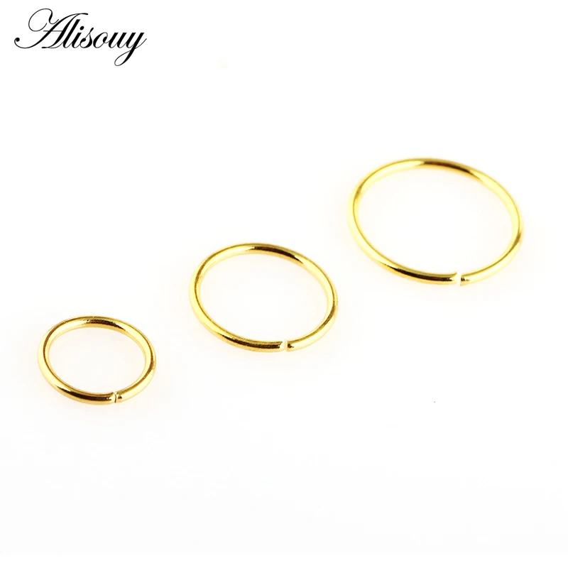 Gold Alisouy 1 шт. 18 г 20 г простые кольца в нос пирсинг для пупка поддельные перегородки Сплит кольцо Спираль пирсинг ювелирные изделия для тела - Окраска металла: Gold