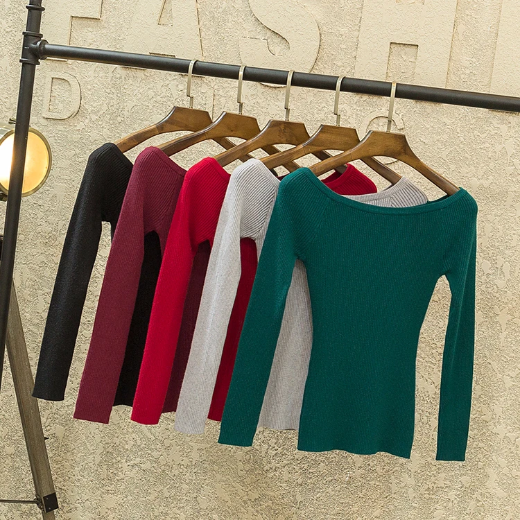 New 2020 Cashmere Sweater Women Female Knitted Sweaters Long Sleeve Pullovers Slash Neck 22colors High Quality 713 | Женская одежда