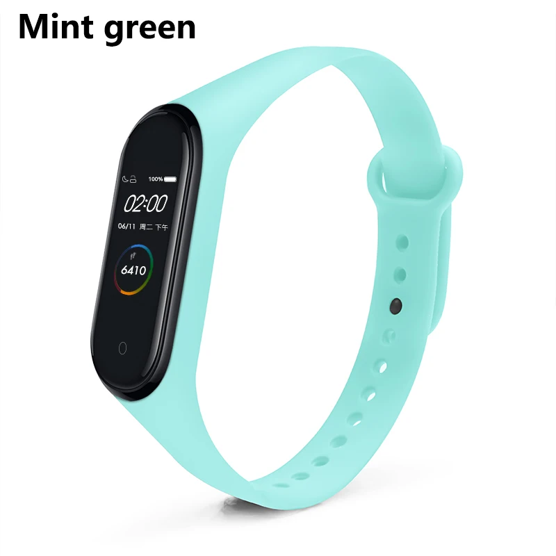 Mint Green BOORUI mi band 4 ремешок для xiaomi mi band 4 ремешок на запястье чистый цветной relogio inteligente силиконовый сменный для xiaomi mi 4 - Color: Mint Green