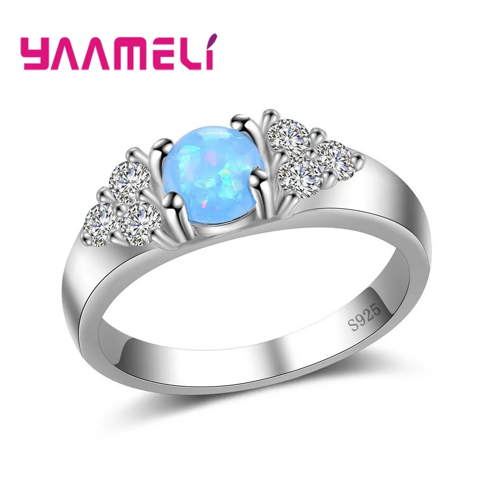 Женские и мужские кольца из серебра 925 пробы с голубым круглым опалом | Украшения