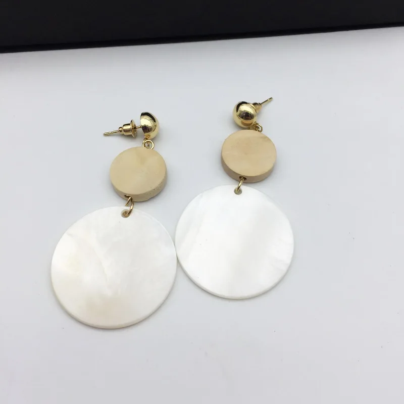 Женские серьги-кольца TOTASALLY крупные белые серьги с геометрическим рисунком