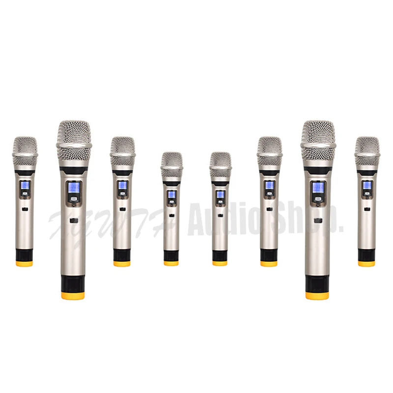 

8 Channels Handheld UHF Wireless Microphone System IR Sync Cordless Dynamic Cardioid Mic Professional for DJ KTV Karaoke Stage