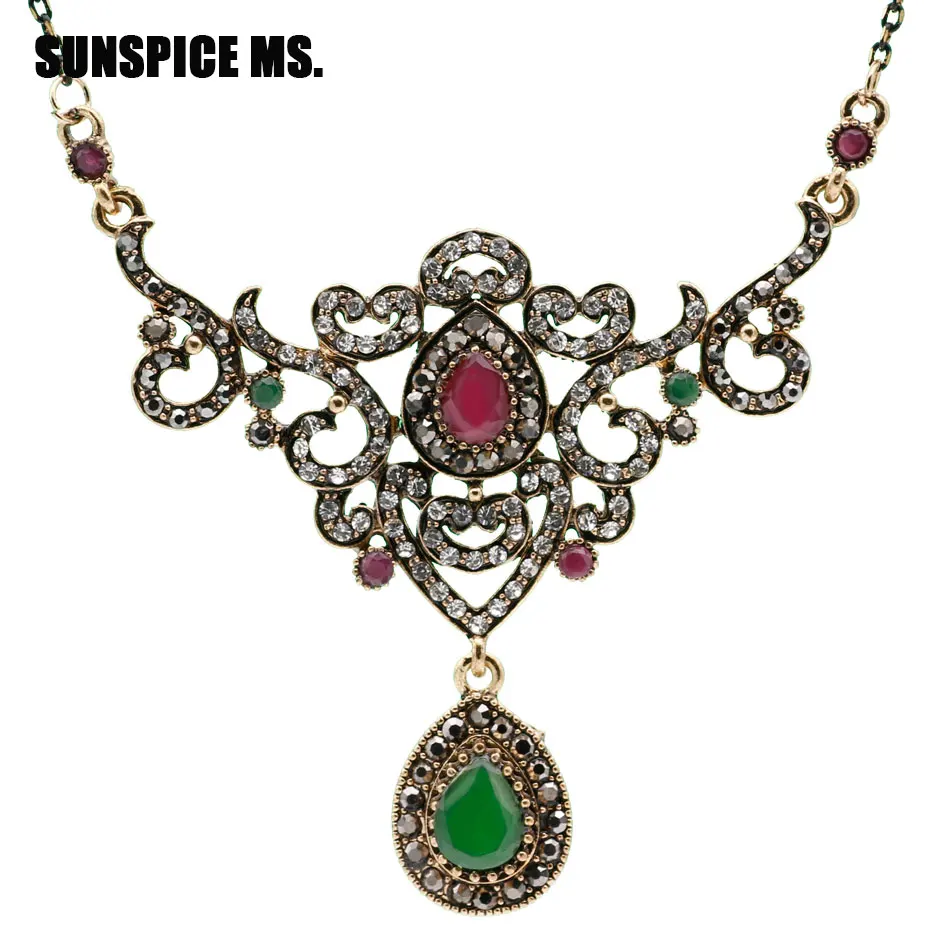 Новый цветок для женщин в Турции винтажные ожерелья с подвесками античный