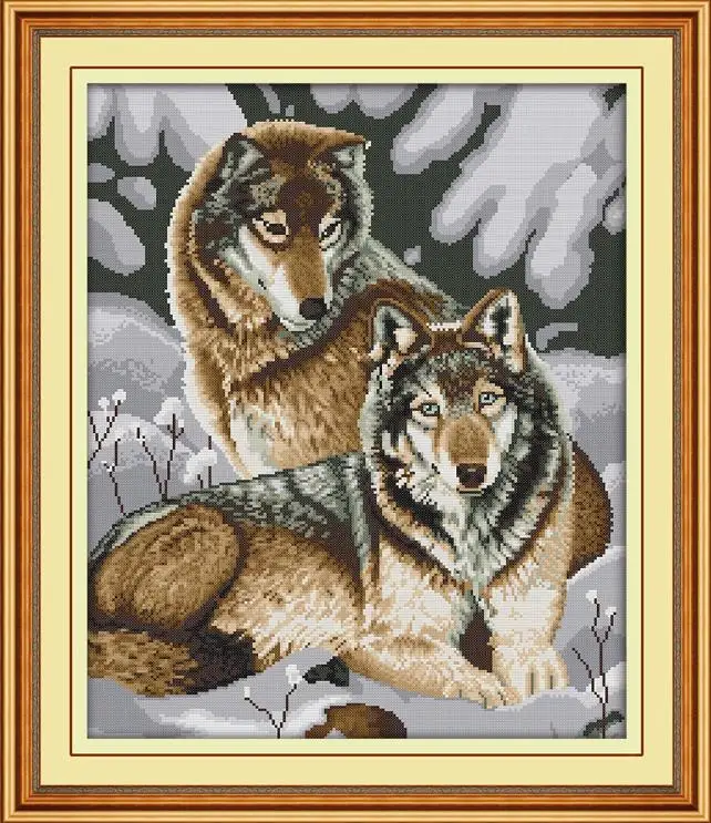 D850 Серия Joy Sunday The Wolf, напечатанная на ткани DMC 14CT 11CT Наборы для вышивания крестиком, наборы для вышивания, домашний декор - Цвет: D850