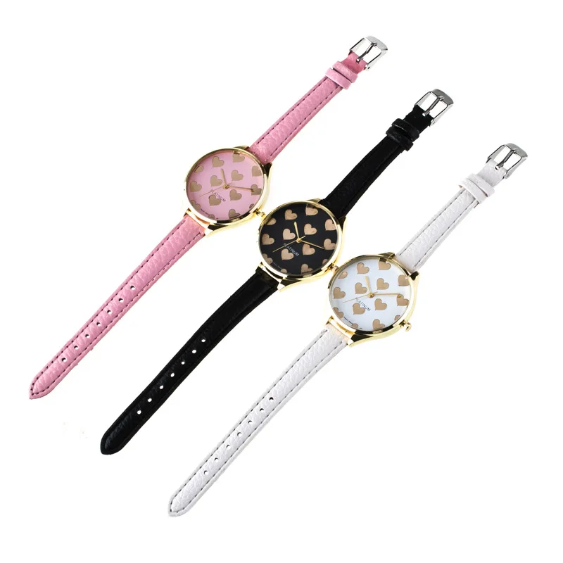 

Hot Sales Love Heart Dial Leather Watches Women Ladies Casual Dress Quartz Wrist Watch Relojes Mujer
