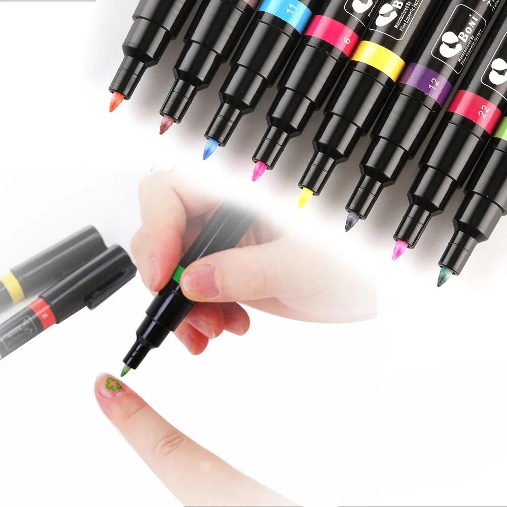 Профессиональная 24 шт цветная ручка для дизайна ногтей инструмент рисования