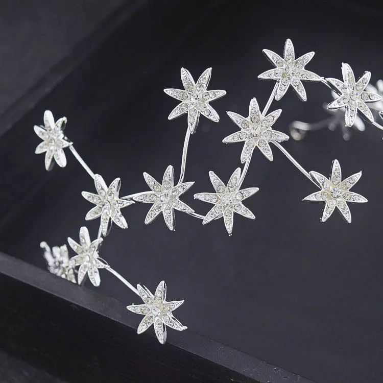 Le Liin кристаллическая Звезда Свадебный ободок для детского дыхания тиара невесты украшения для волос серебряные свадебные аксессуары для волос