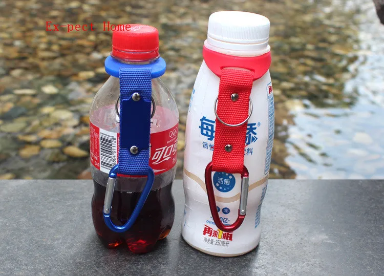 Hebilla de botella de agua de goma para acampar, senderismo, viajar al aire libre, mosquet&oacute;n de alta elasticidad, soporte para hervidor de agua, Clip-3