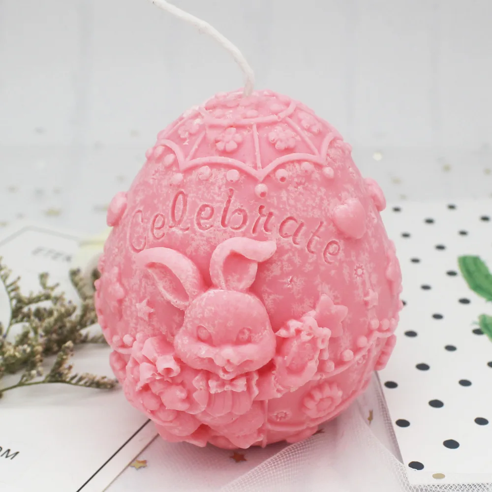 Пасхальное Яйцо мультфильм кролик DIY мыло ручной работы силиконовая форма для свеч плесень