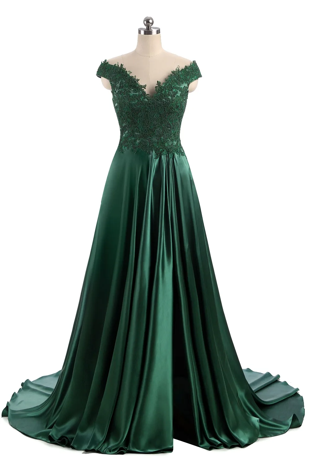 Robe De Soiree Elie Saab, вечернее платье,, длинное, темно-зеленое, с рукавами-крылышками, атласное, Vestidos De Noite Para Casamento
