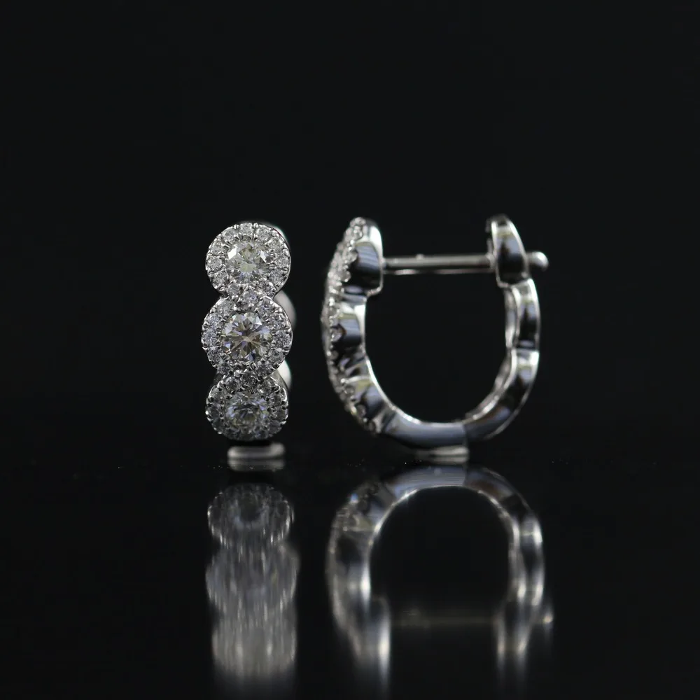 LASAMERO 0.12CT круглая огранка натуральный бриллиант Кластерные серьги 18 К золото Бриллиант Halo Серьги гвоздики прекрасные ювелирные изделия, серьги-гвоздики