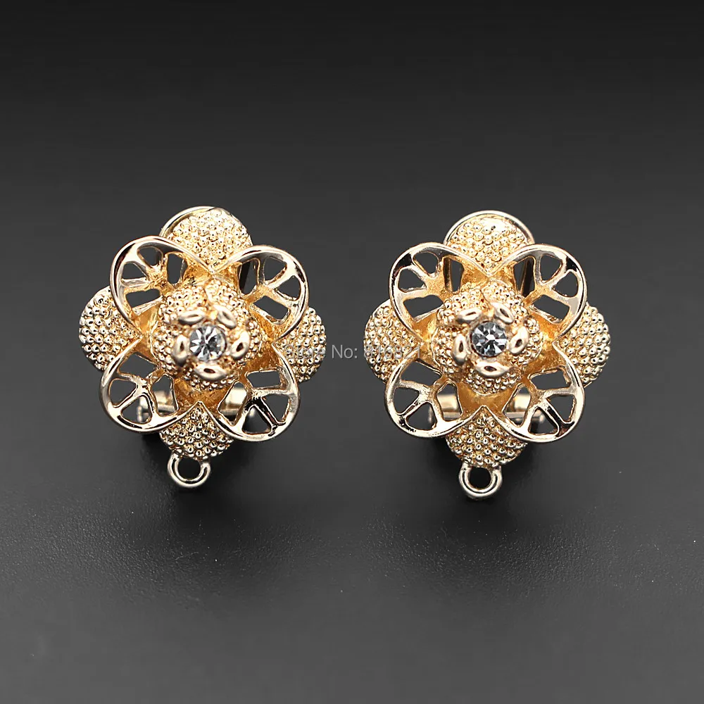 Серьги пост с петля вешалка проложили чешские камни филигранный цветок база DIY