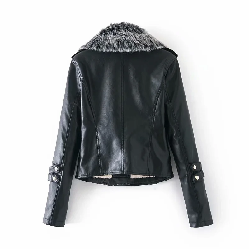 Зимняя женская флисовая куртка Утепленные Пальто из искусственной кожи со