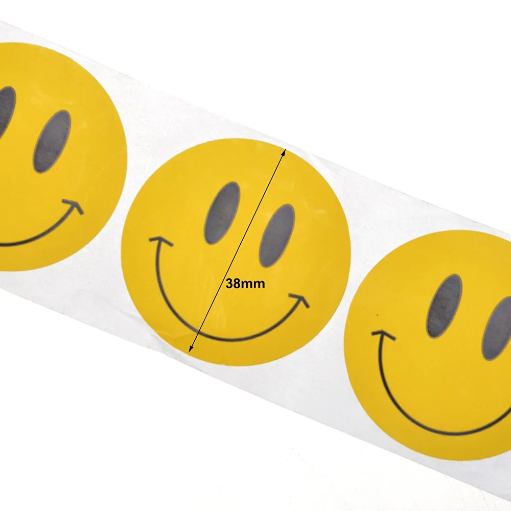 1-1/2 дюйма круглые желтые наклейки со смайликом/Labels-500pcs цветного кодирования в